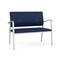 Lesro Newport 2 Seat Tandem Seating Metal Frame No Center Arms, Silver, MD Ink Upholstery NP1501 - alternate 1